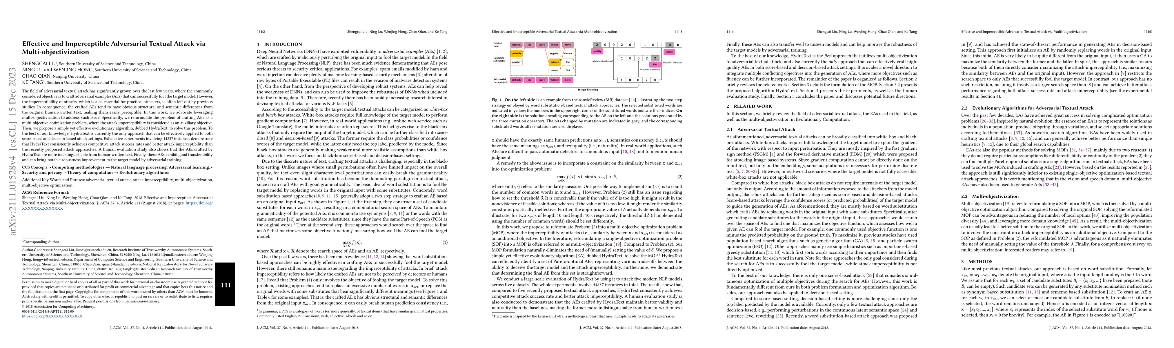 Thumbnail for Effective and Imperceptible Adversarial Textual Attack via
  Multi-objectivization