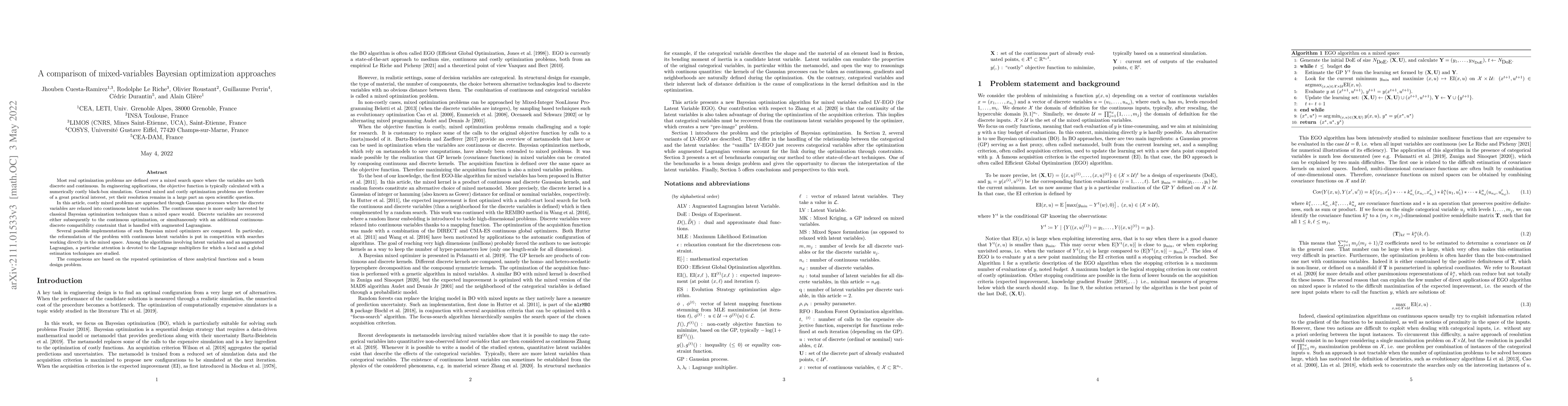 Thumbnail for A comparison of mixed-variables Bayesian optimization approaches