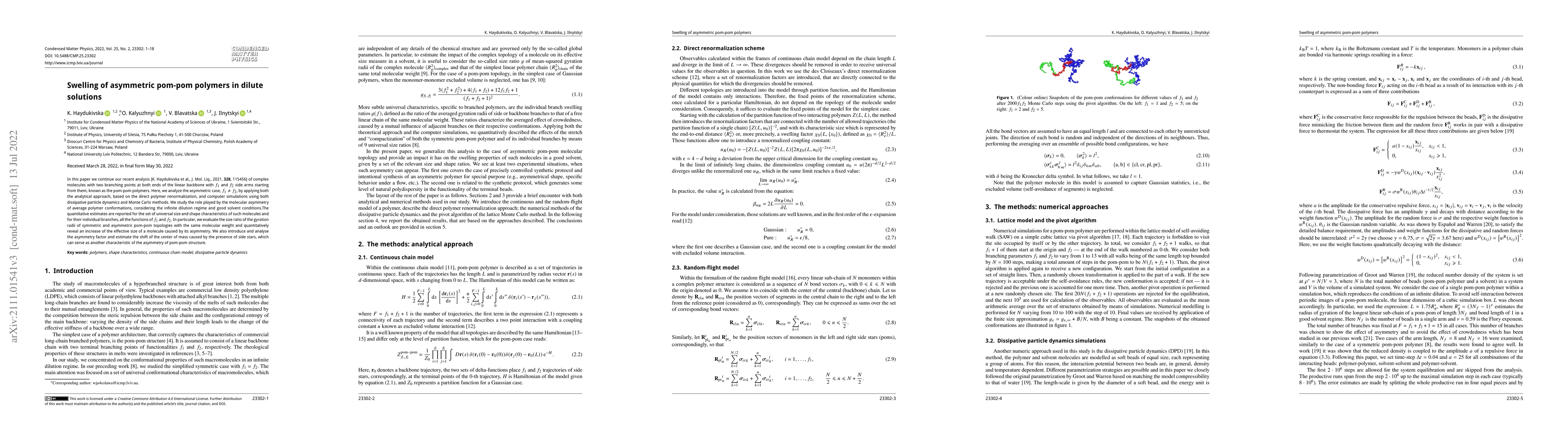 Thumbnail for Swelling of asymmetric pom-pom polymers in dilute solutions