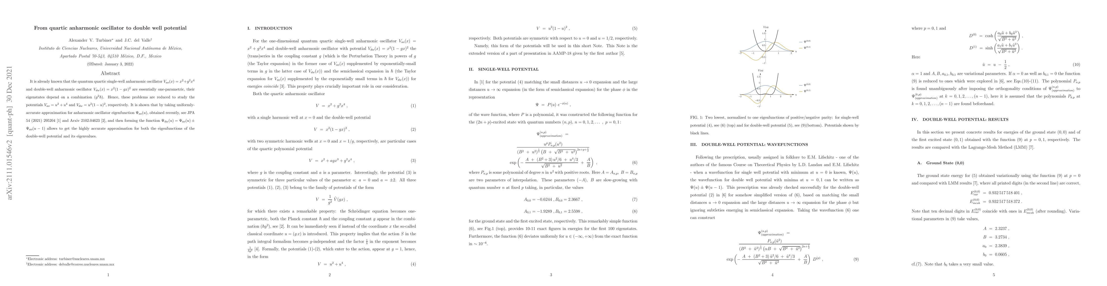 Thumbnail for From quartic anharmonic oscillator to double well potential