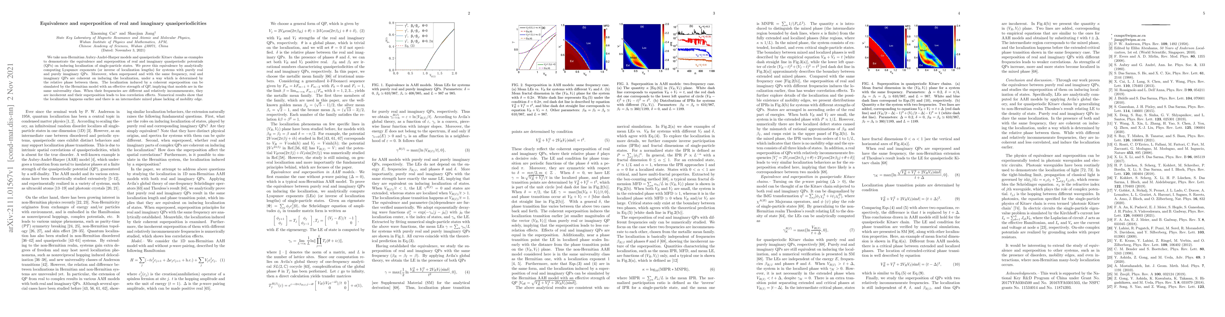 Thumbnail for Equivalence and superposition of real and imaginary quasiperiodicities