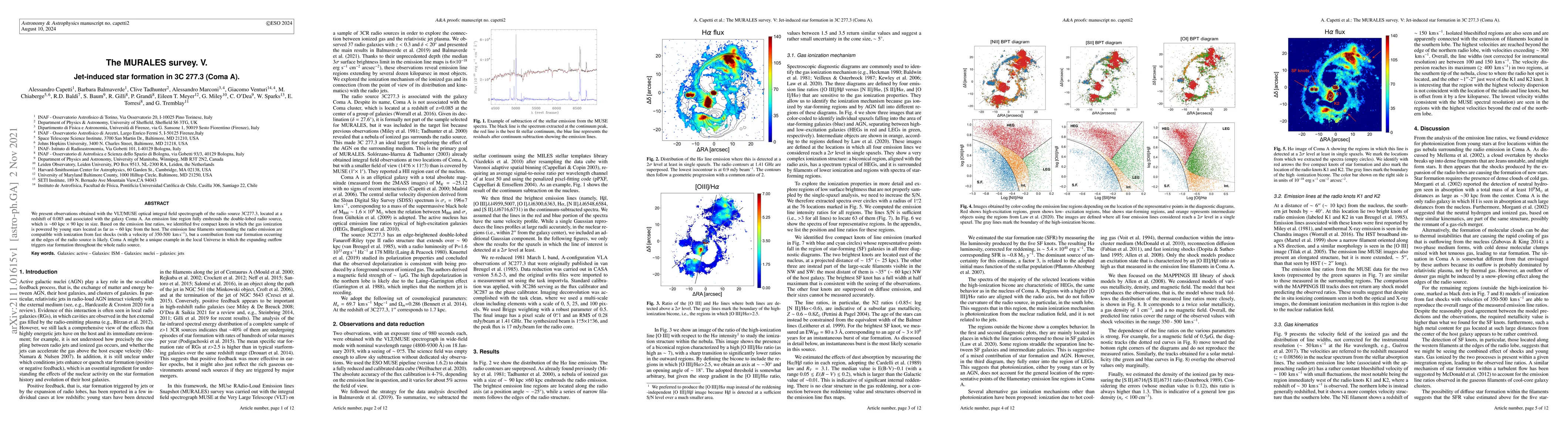 Thumbnail for The MURALES survey. V. Jet-induced star formation in 3C 277.3 (Coma A)