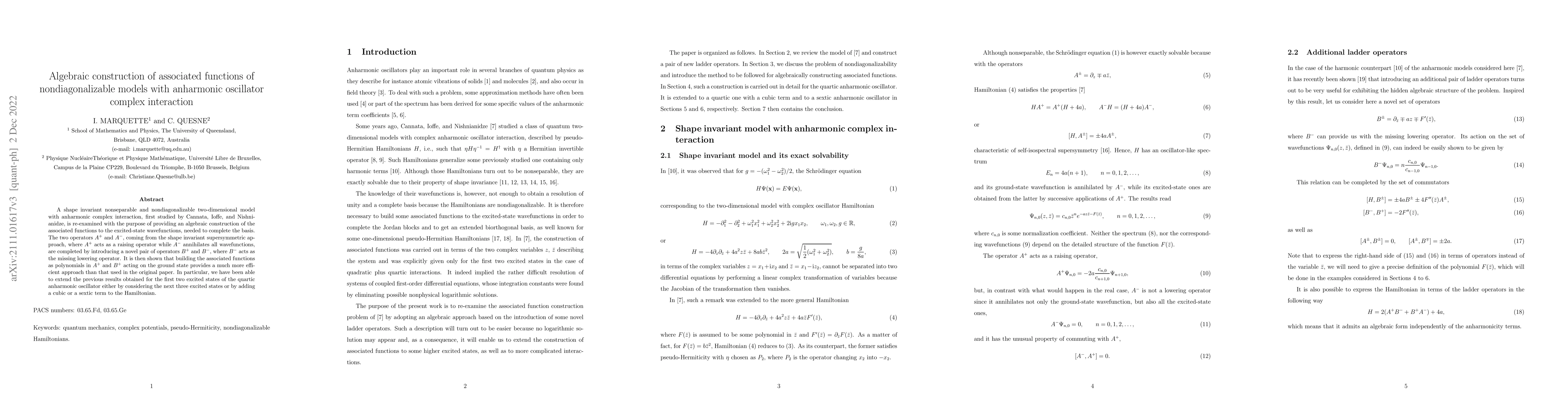 Thumbnail for Algebraic construction of associated functions of nondiagonalizable
  models with anharmonic oscillator complex interaction