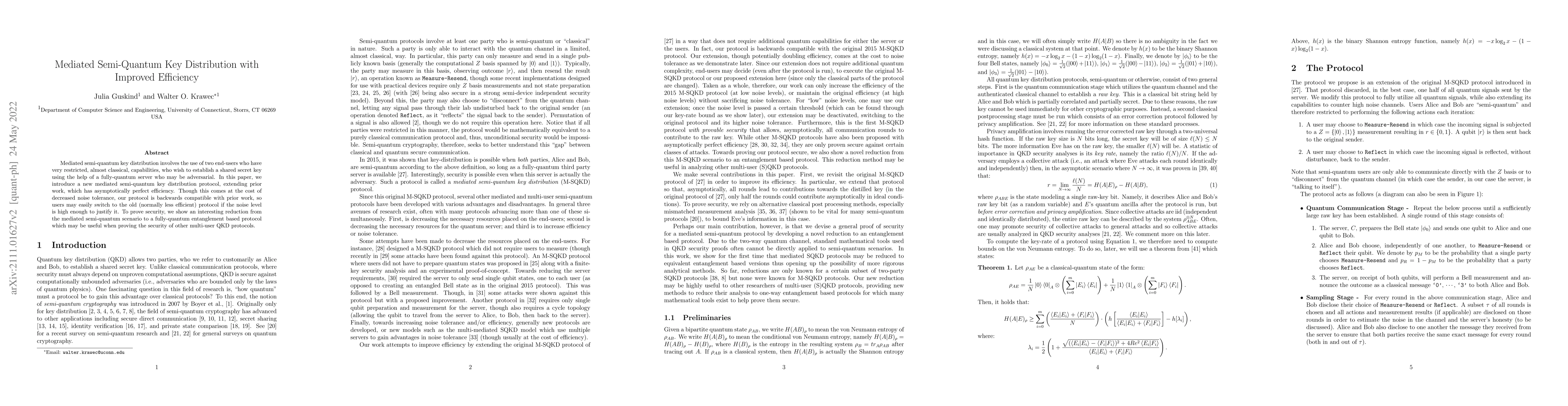 Thumbnail for Mediated Semi-Quantum Key Distribution with Improved Efficiency