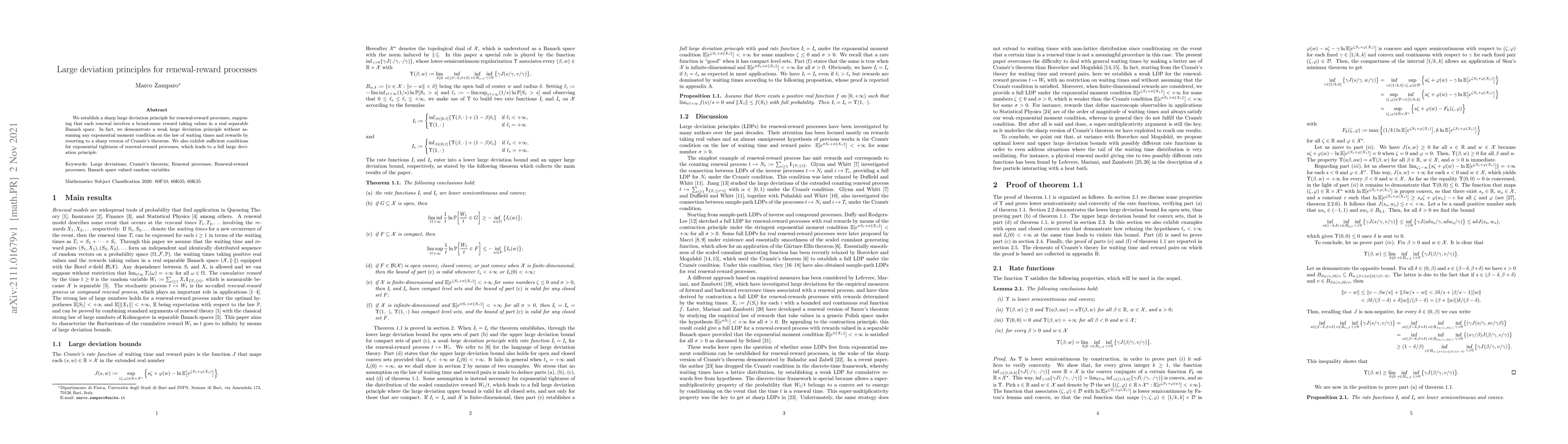 Thumbnail for Large deviation principles for renewal-reward processes