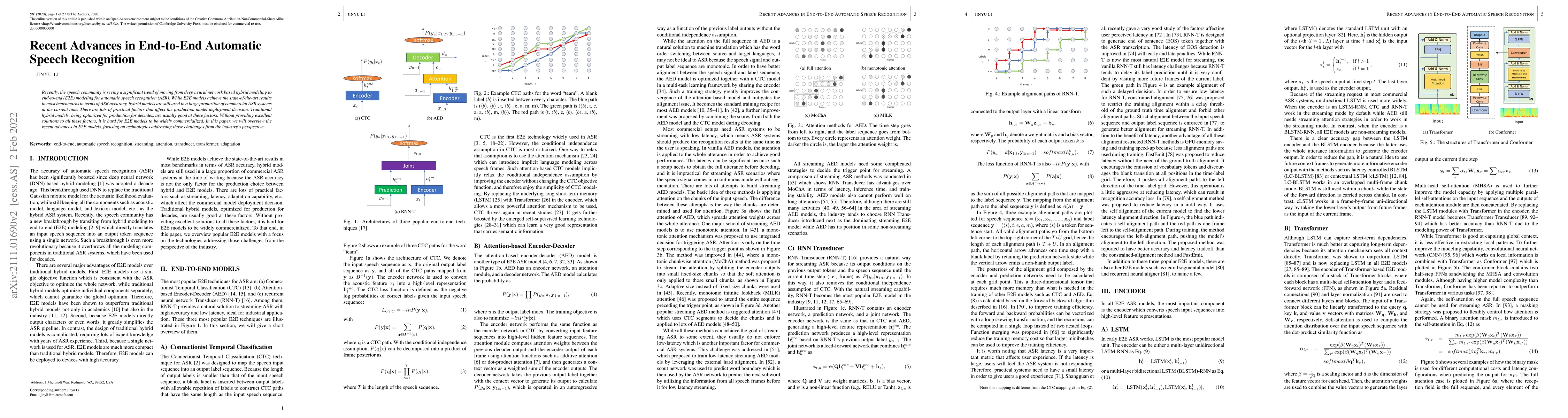 Thumbnail for Recent Advances in End-to-End Automatic Speech Recognition