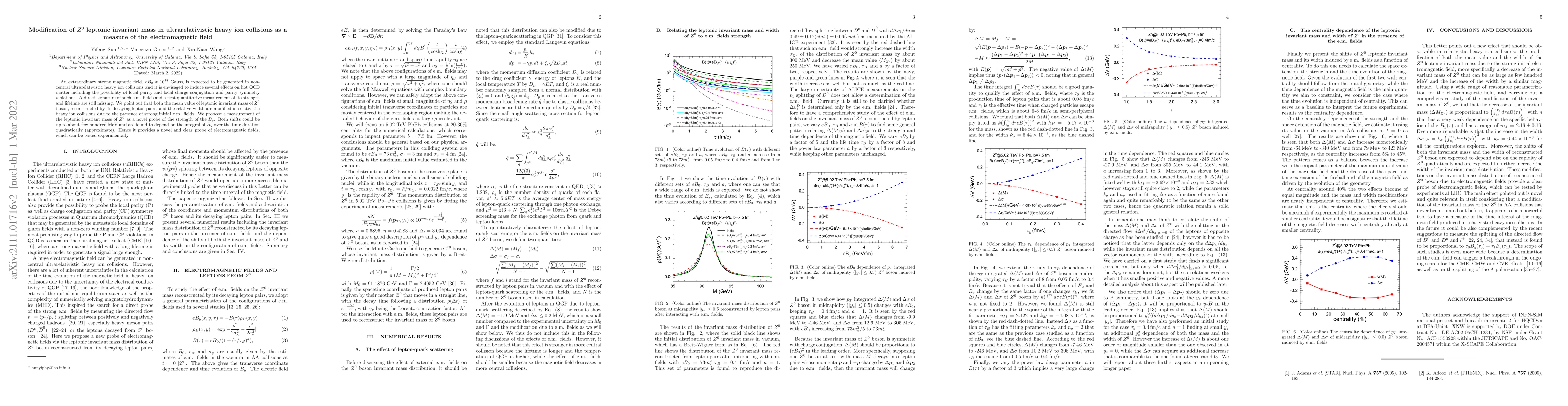 Thumbnail for Modification of $Z^0$ leptonic invariant mass in ultrarelativistic heavy
  ion collisions as a measure of the electromagnetic field