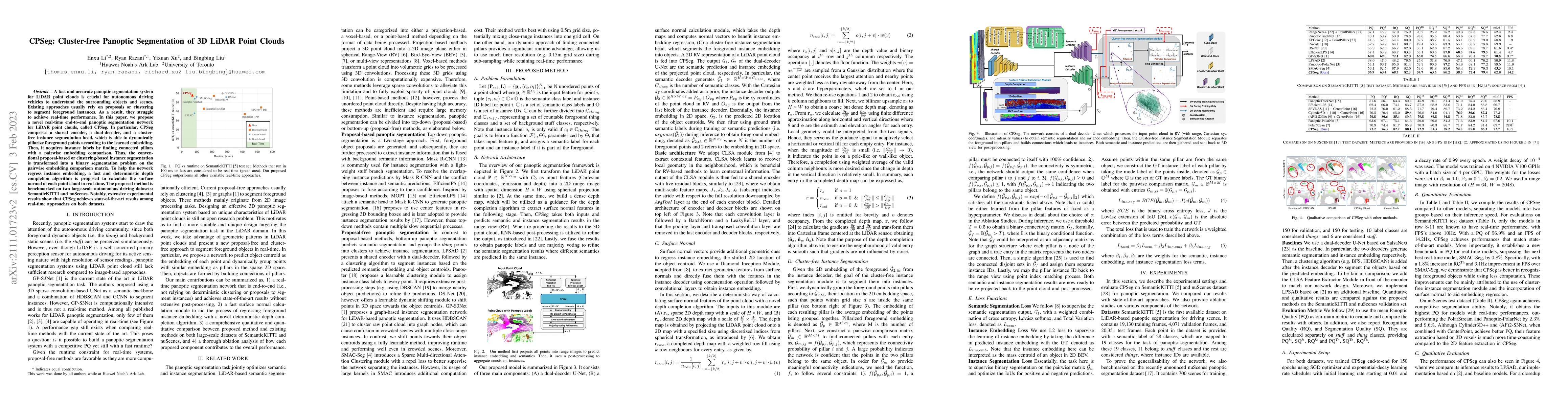 Thumbnail for CPSeg: Cluster-free Panoptic Segmentation of 3D LiDAR Point Clouds