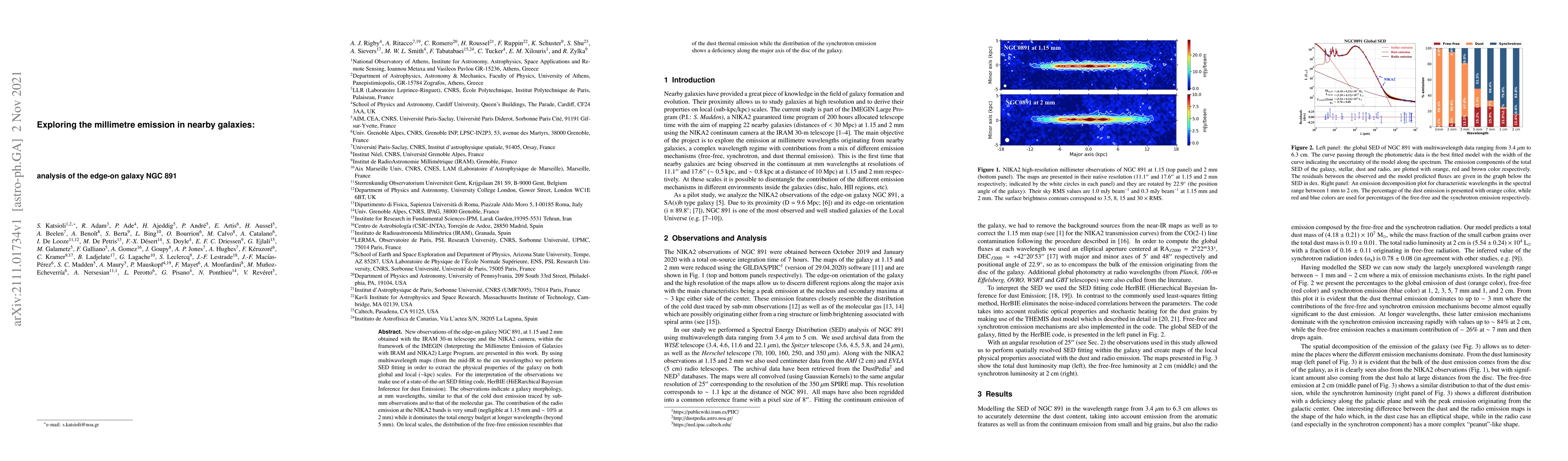 Thumbnail for Exploring the millimetre emission in nearby galaxies: analysis of the
  edge-on galaxy NGC 891