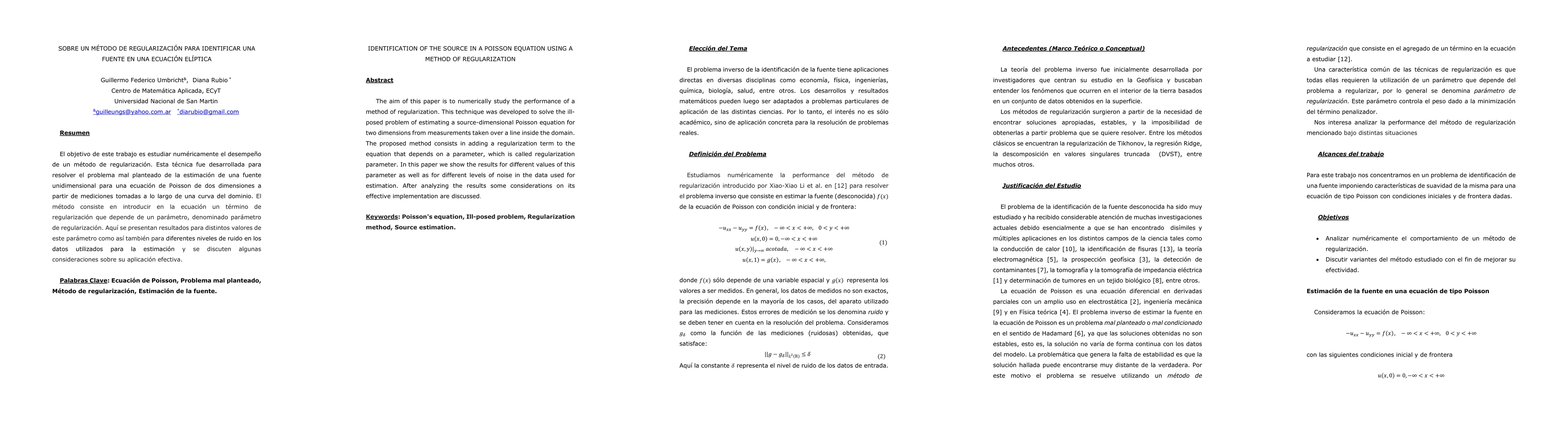 Thumbnail for M\'etodo de Regularizaci\'on para Identificar una Fuente en una
  Ecuaci\'on El\'iptica