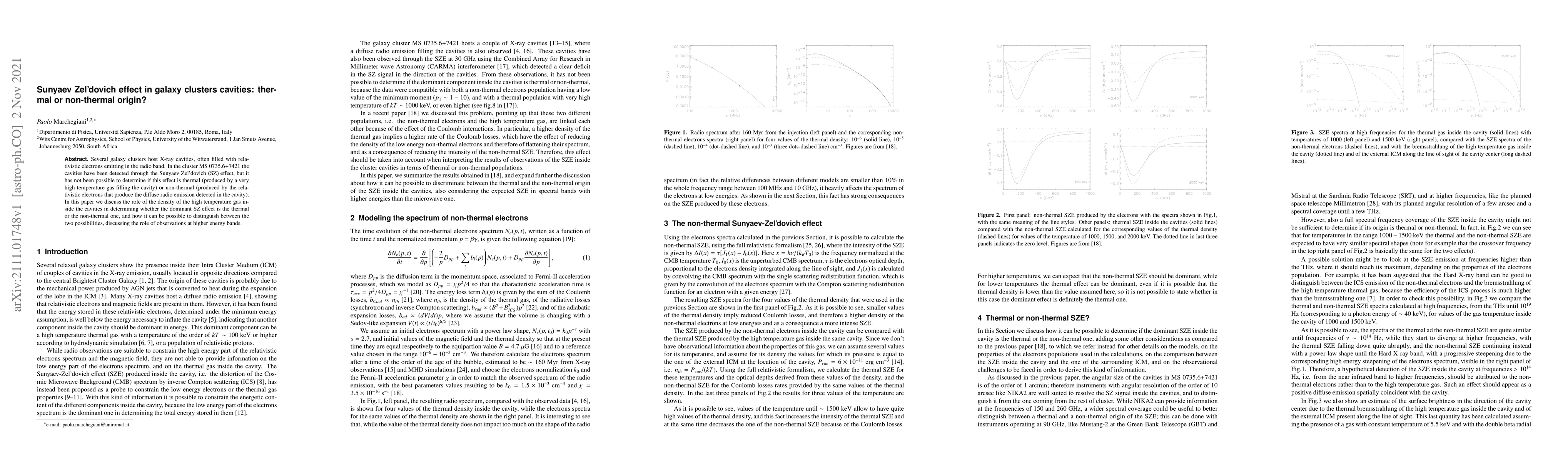 Thumbnail for Sunyaev Zel'dovich effect in galaxy clusters cavities: thermal or
  non-thermal origin?