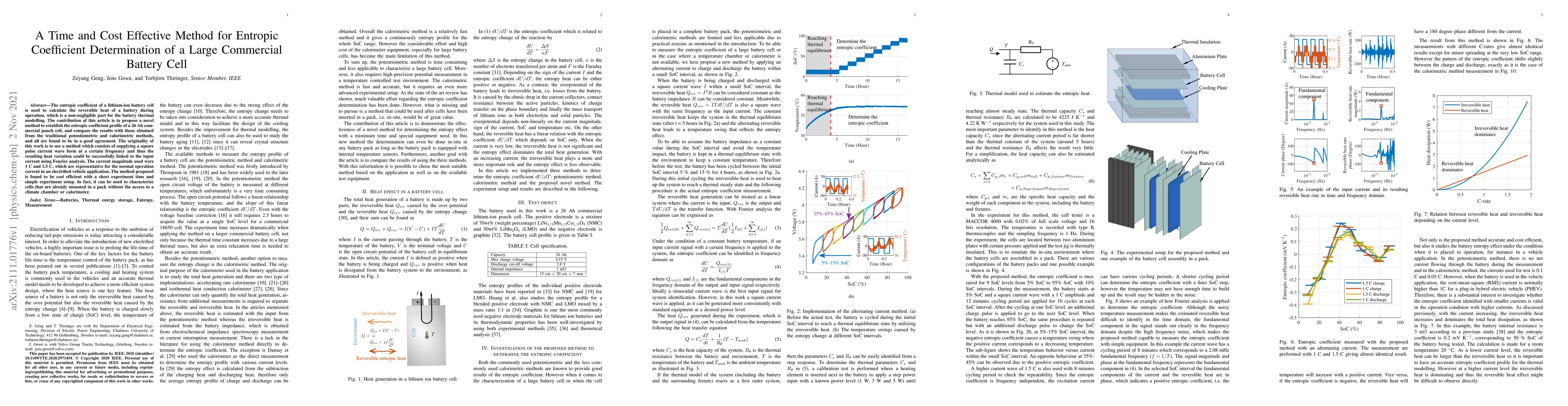 Thumbnail for A Time and Cost Effective Method for Entropic Coefficient Determination
  of a Large Commercial Battery Cell