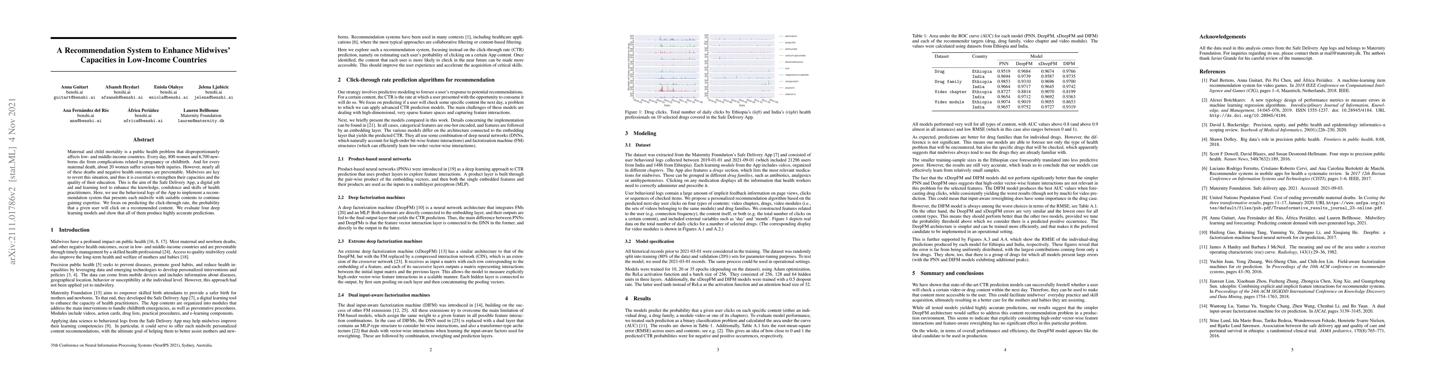 Thumbnail for A Recommendation System to Enhance Midwives' Capacities in Low-Income
  Countries