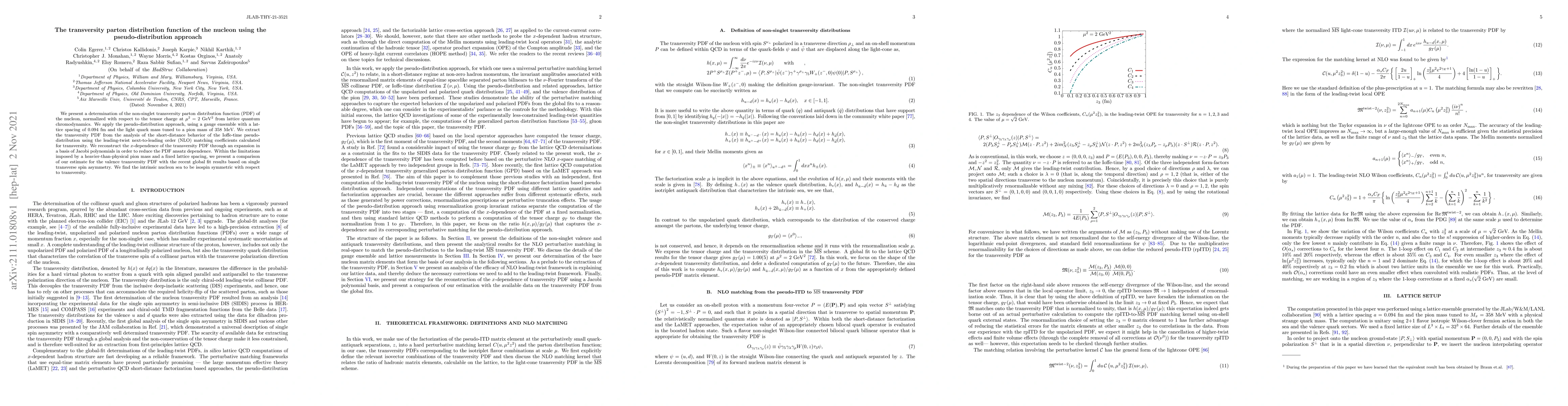 Thumbnail for The transversity parton distribution function of the nucleon using the
  pseudo-distribution approach