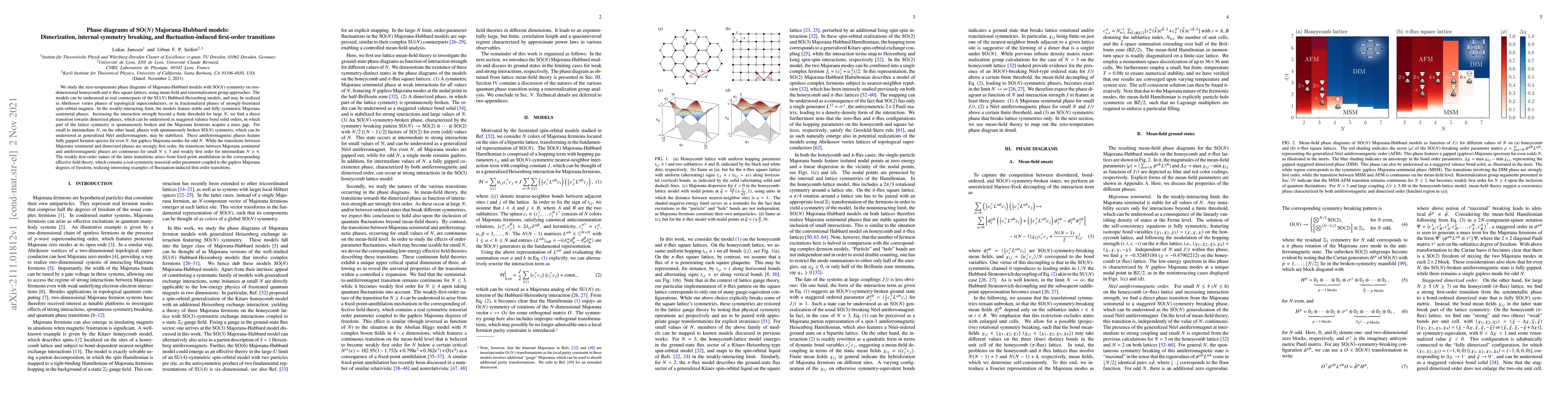 Thumbnail for Phase diagrams of SO($N$) Majorana-Hubbard models: Dimerization,
  internal symmetry breaking, and fluctuation-induced first-order transitions