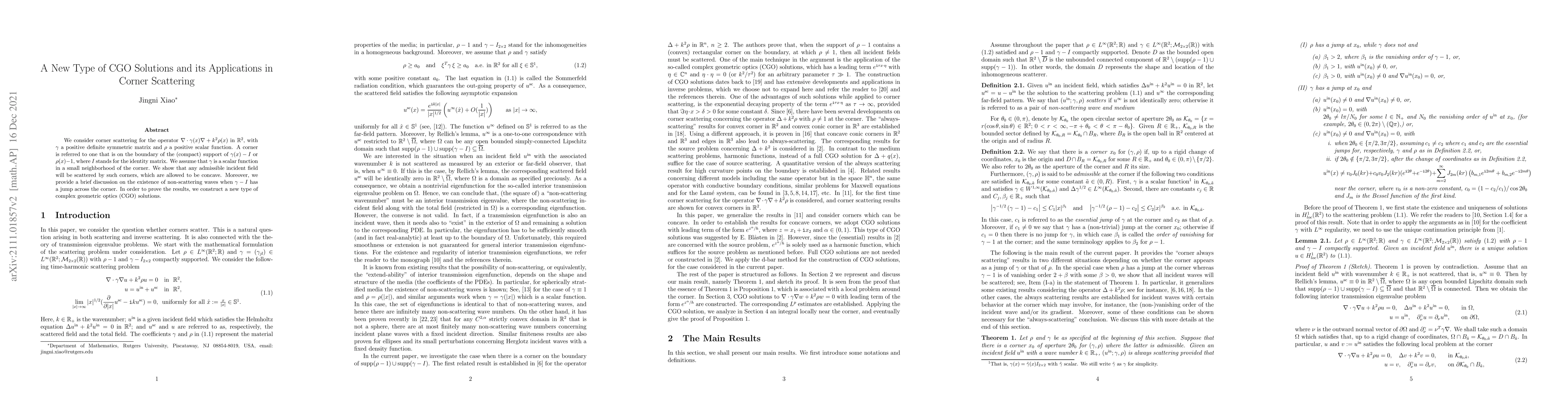 Thumbnail for A New Type of CGO Solutions and its Applications in Corner Scattering