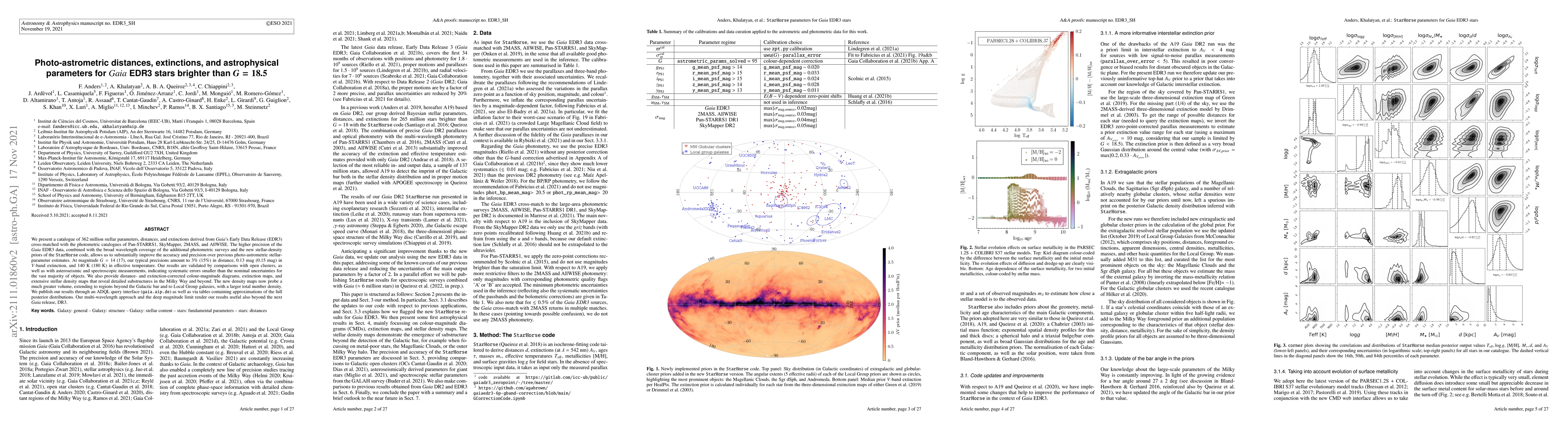 Thumbnail for Photo-astrometric distances, extinctions, and astrophysical parameters
  for Gaia EDR3 stars brighter than G=18.5