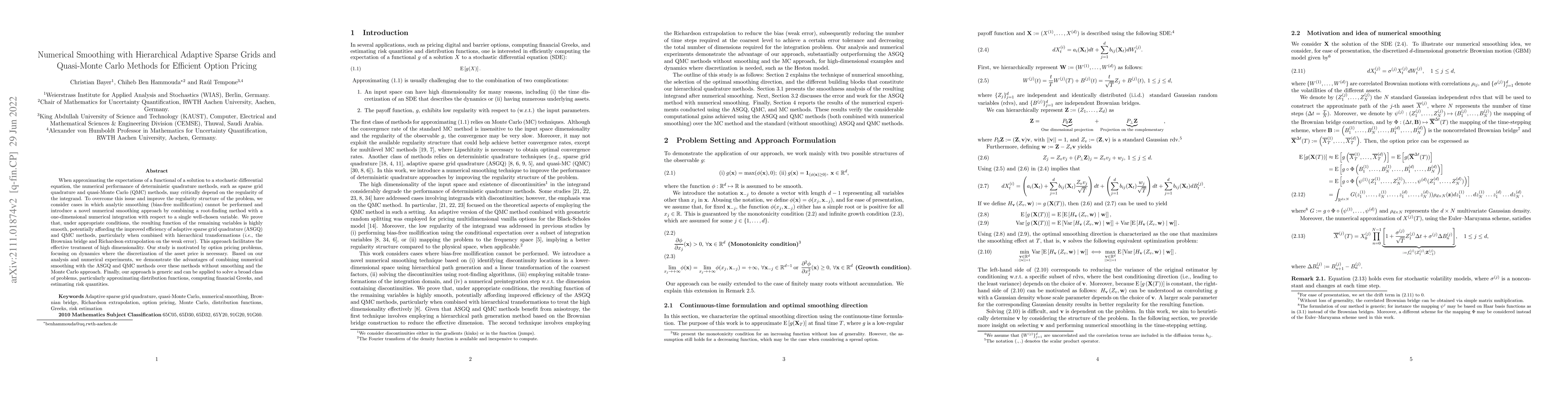 Thumbnail for Numerical Smoothing with Hierarchical Adaptive Sparse Grids and
  Quasi-Monte Carlo Methods for Efficient Option Pricing