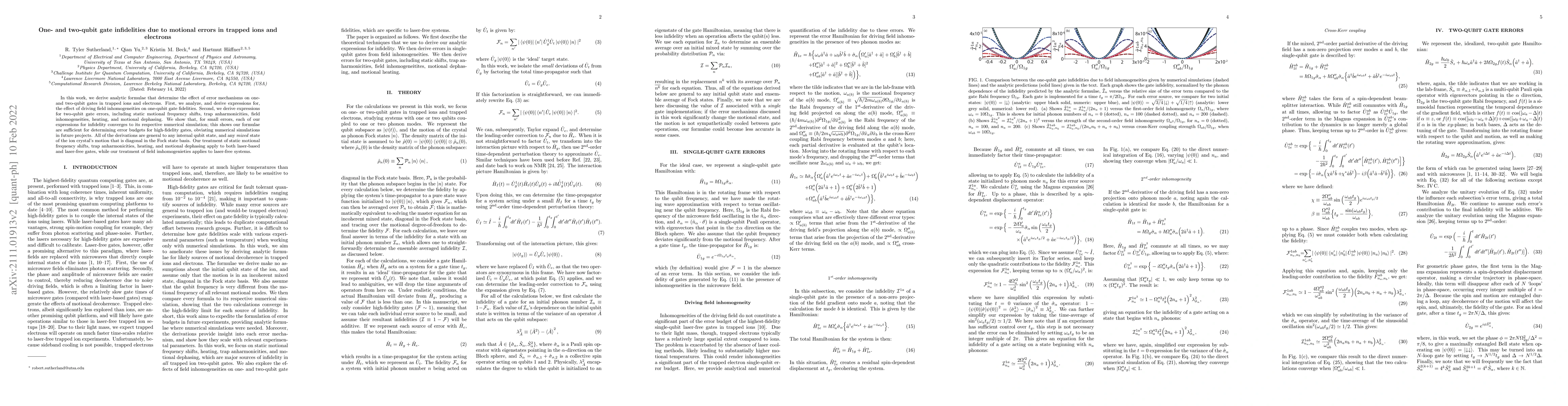 Thumbnail for One- and two-qubit gate infidelities due to motional errors in trapped
  ions and electrons