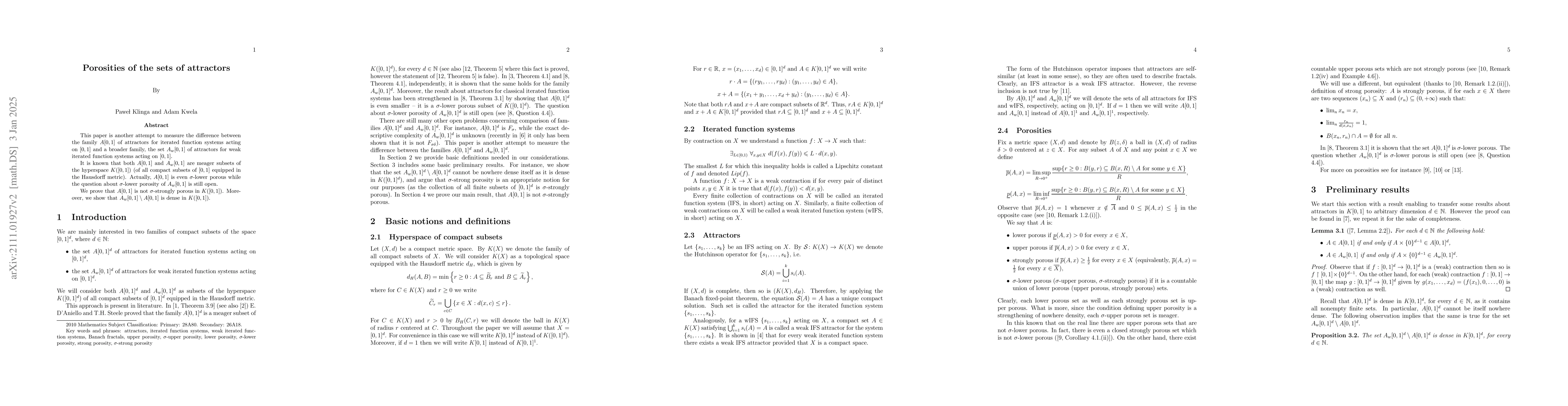 Thumbnail for Porosities of the sets of attractors