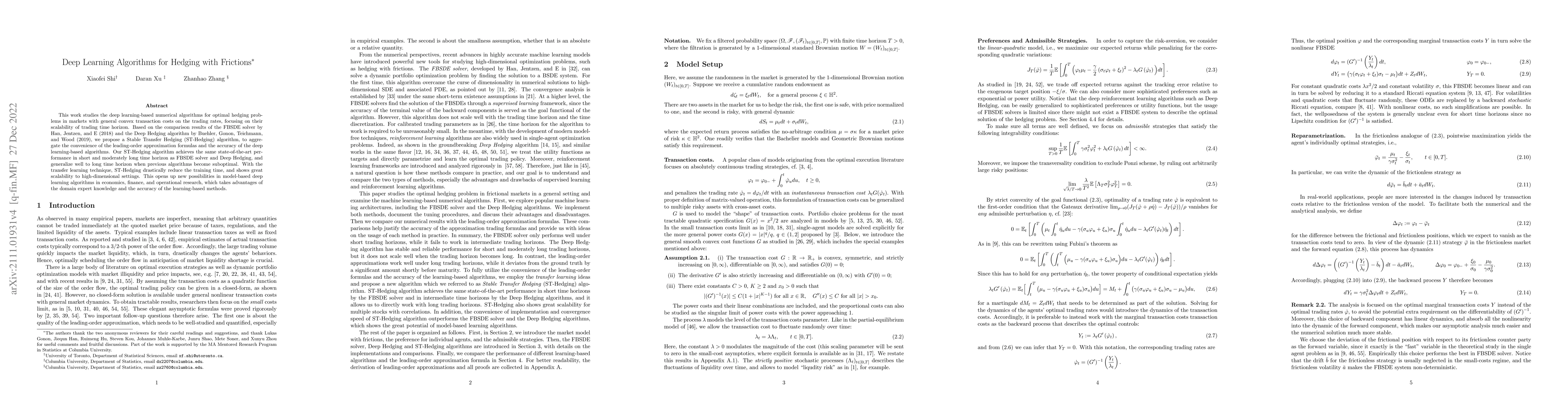 Thumbnail for Deep Learning Algorithms for Hedging with Frictions