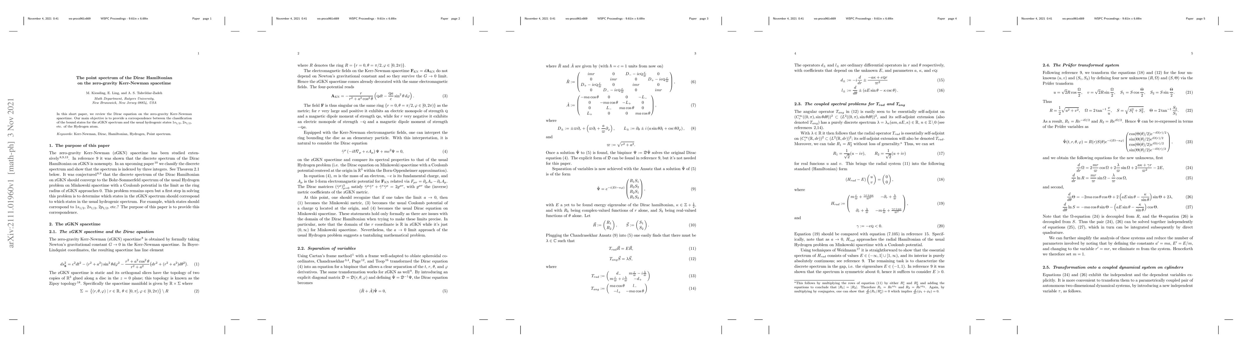 Thumbnail for The point spectrum of the Dirac Hamiltonian on the zero-gravity
  Kerr-Newman spacetime