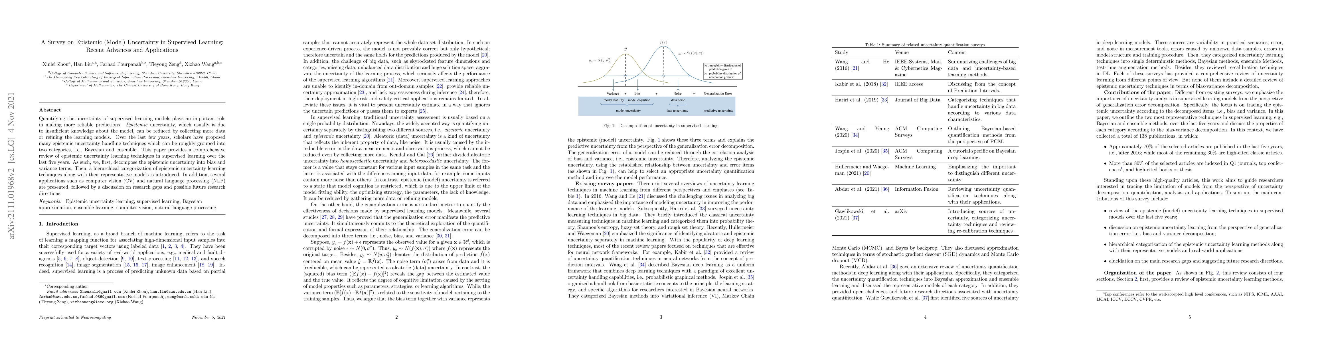 Thumbnail for A Survey on Epistemic (Model) Uncertainty in Supervised Learning: Recent
  Advances and Applications