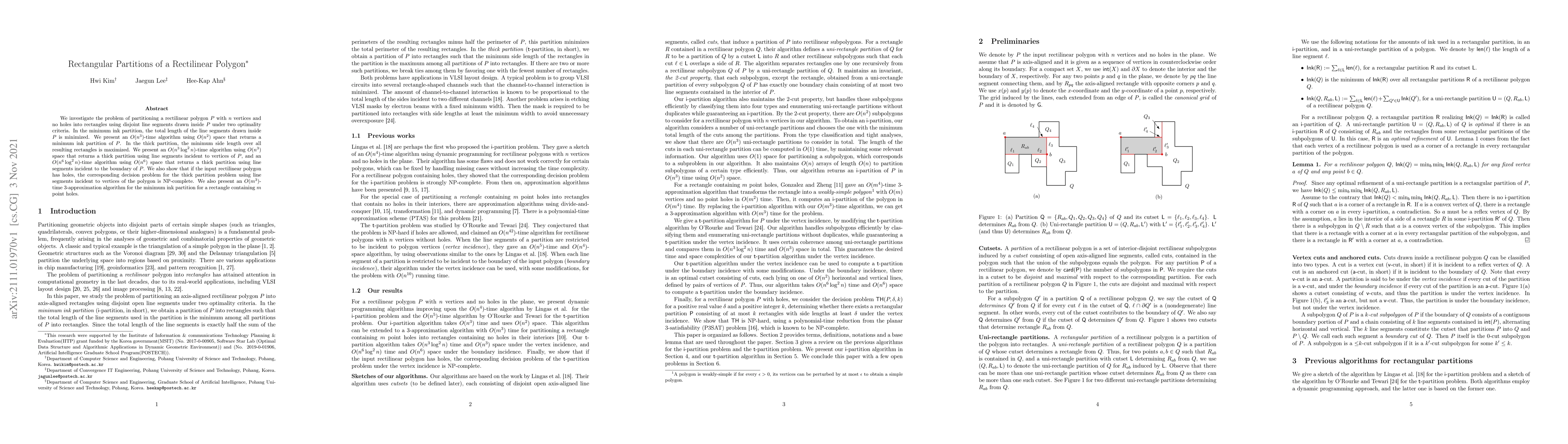 Thumbnail for Rectangular Partitions of a Rectilinear Polygon