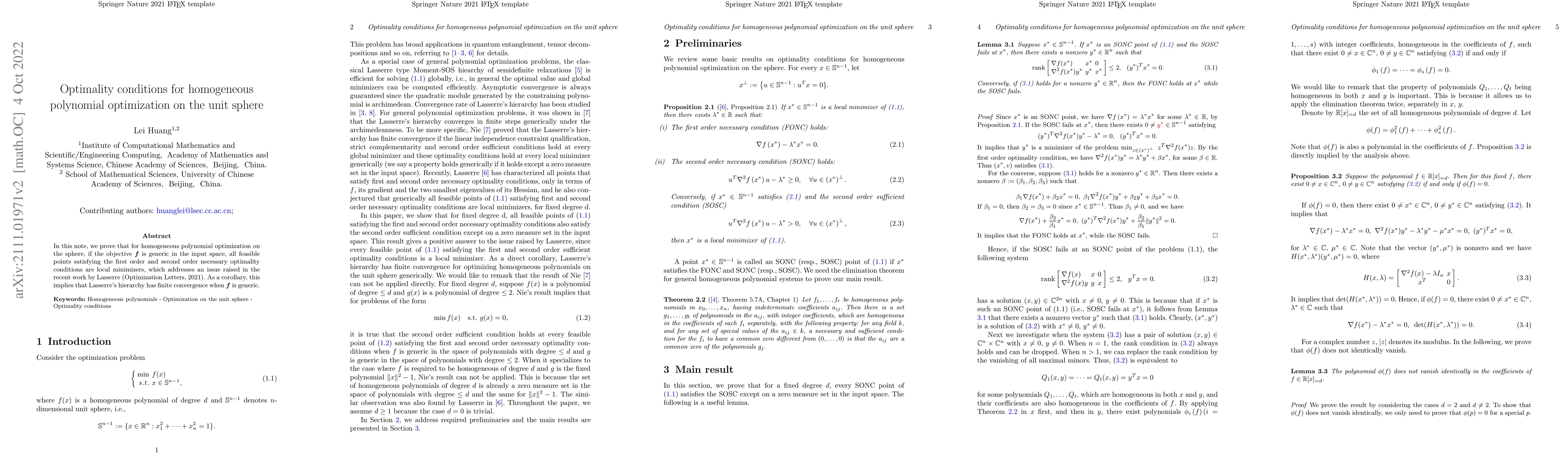 Thumbnail for Optimality conditions for homogeneous polynomial optimization on the
  unit sphere