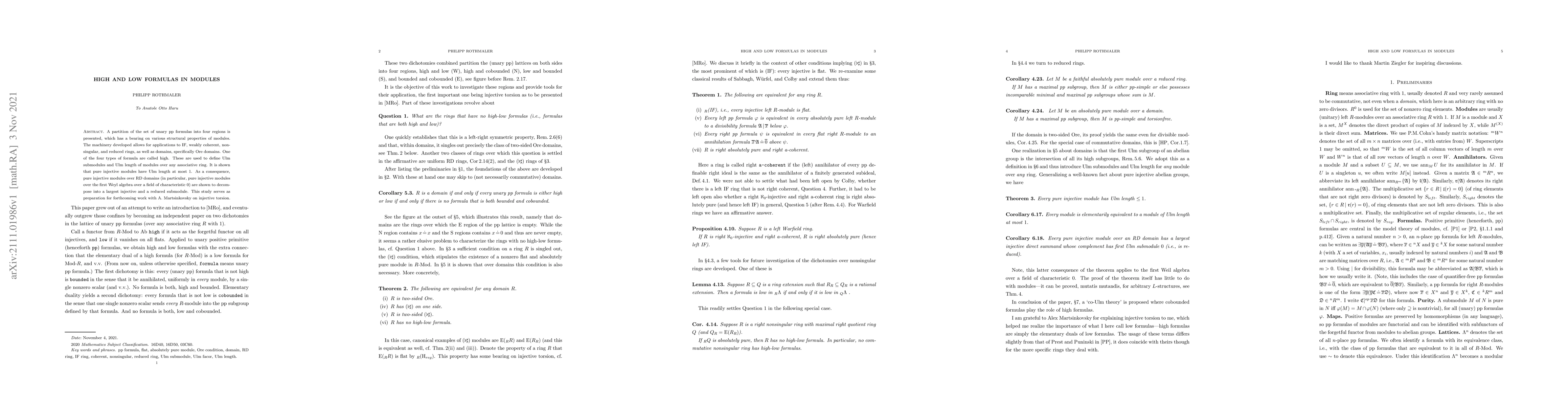 Thumbnail for High and Low Formulas in Modules