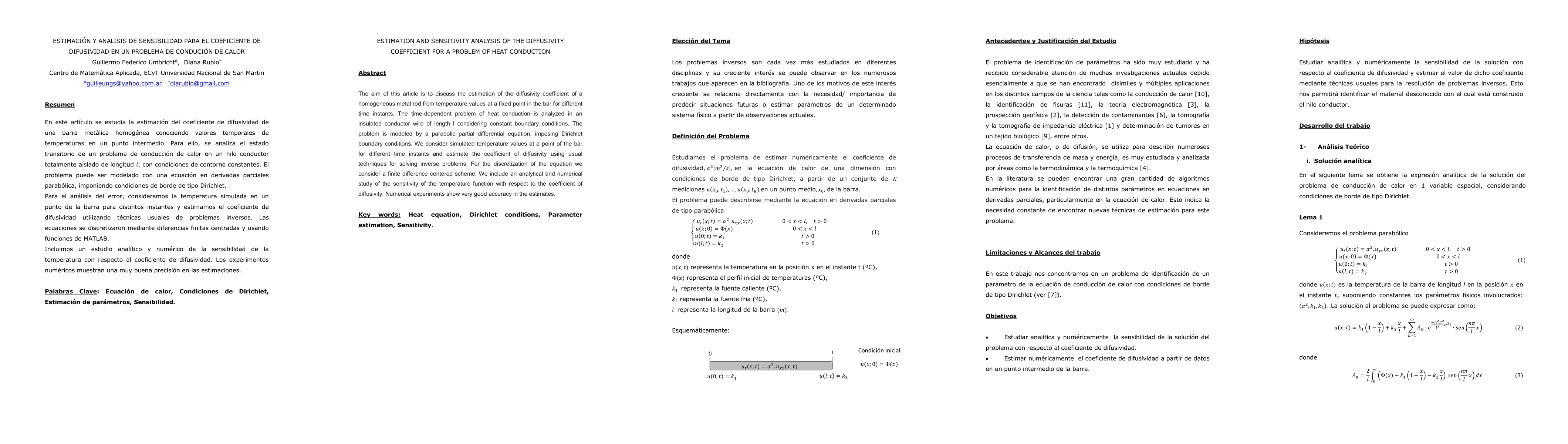 Thumbnail for Estimaci\'on y An\'alisis de Sensibilidad para el Coeficiente de
  Difusividad en un Problema de Conducci\'on de Calor