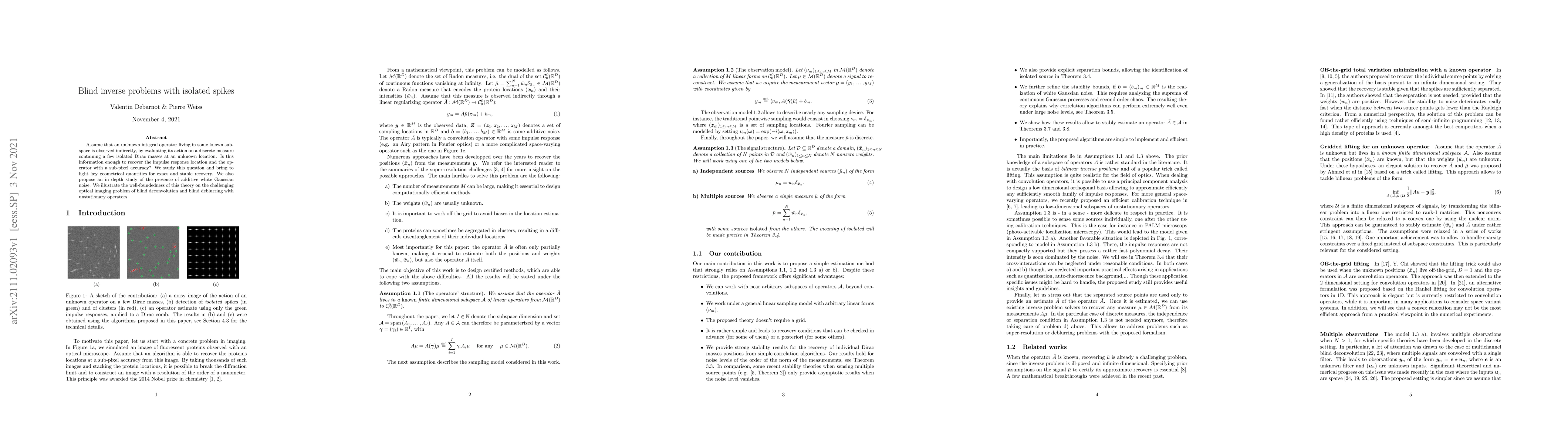 Thumbnail for Blind inverse problems with isolated spikes