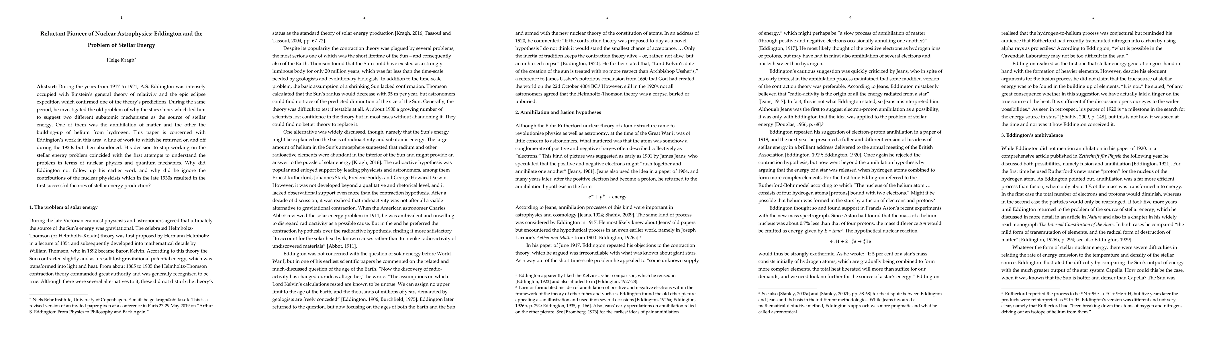 Thumbnail for Reluctant Pioneer of Nuclear Astrophysics: Eddington and the Problem of
  Stellar Energy
