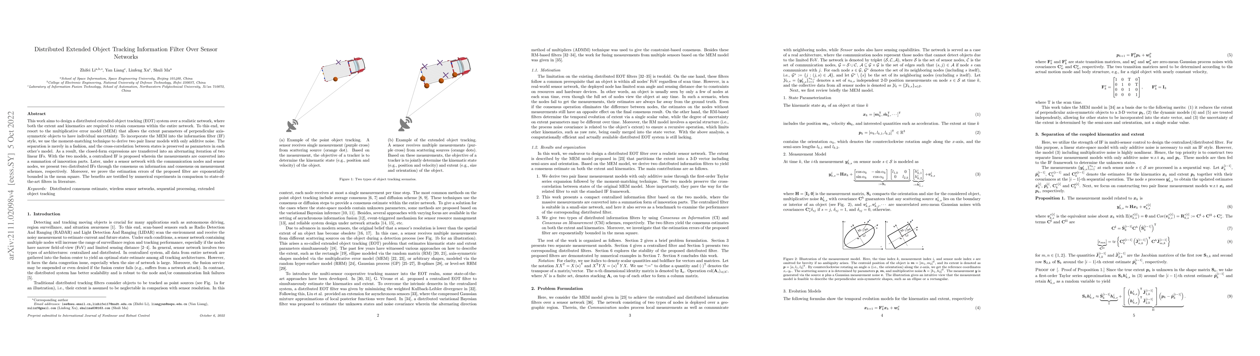 Thumbnail for Distributed Extended Object Tracking Information Filter Over Sensor
  Networks