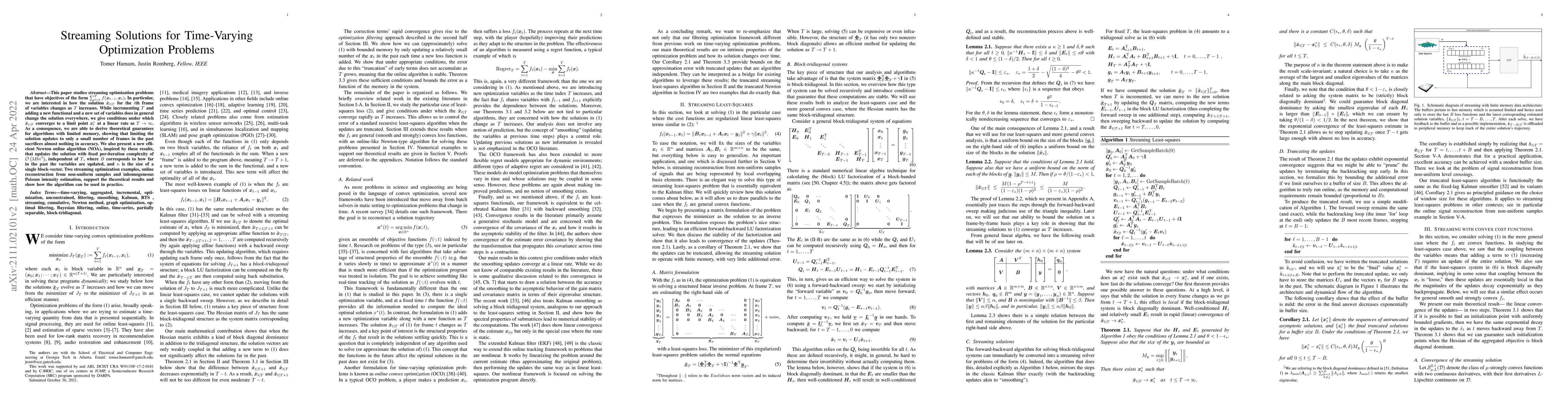 Thumbnail for Streaming Solutions for Time-Varying Optimization Problems