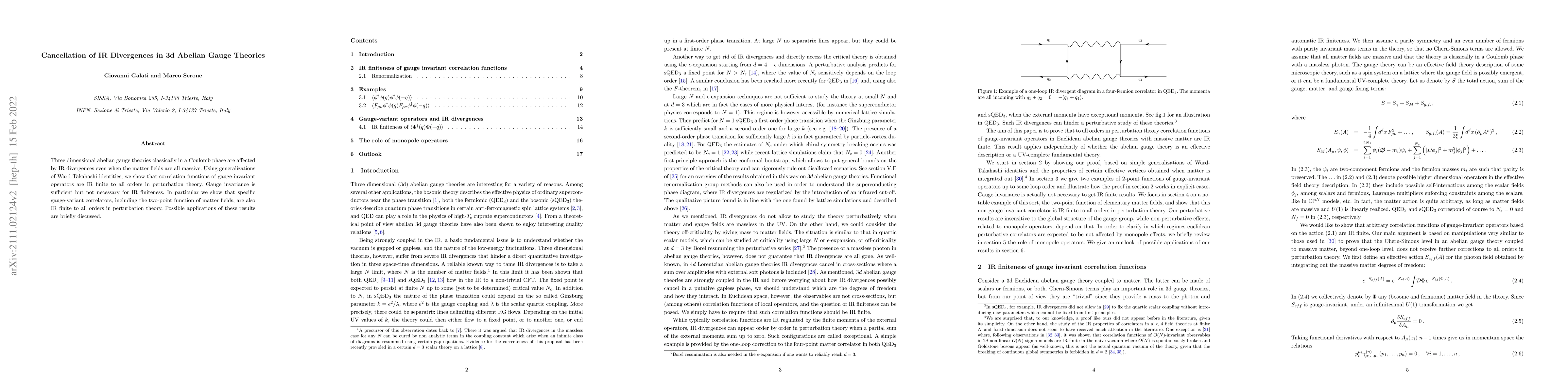 Thumbnail for Cancellation of IR Divergences in 3d Abelian Gauge Theories