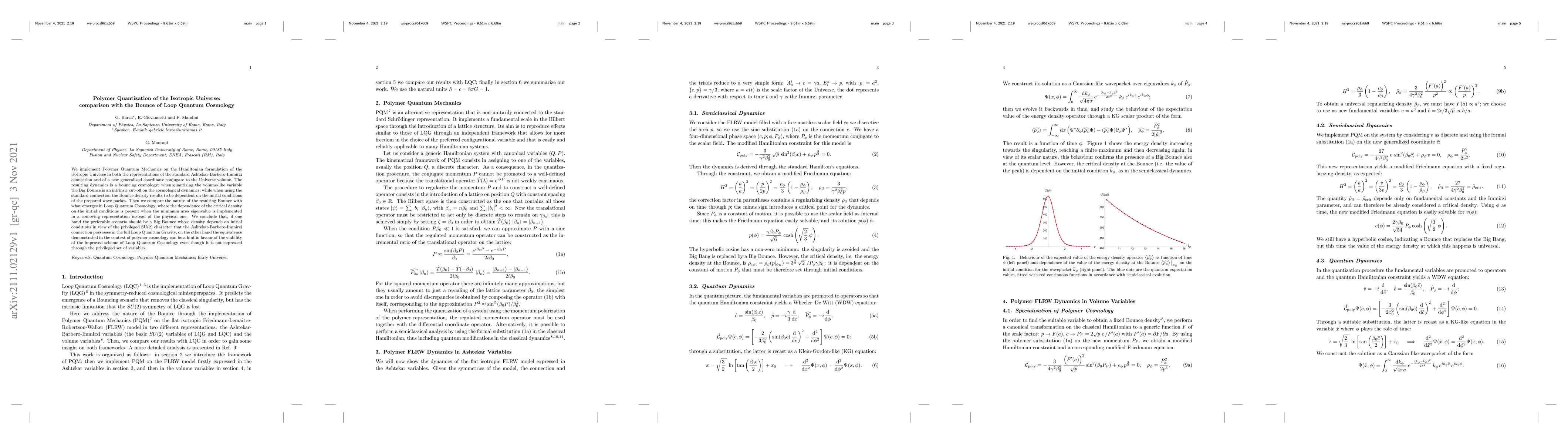 Thumbnail for Polymer Quantization of the Isotropic Universe: comparison with the
  Bounce of Loop Quantum Cosmology