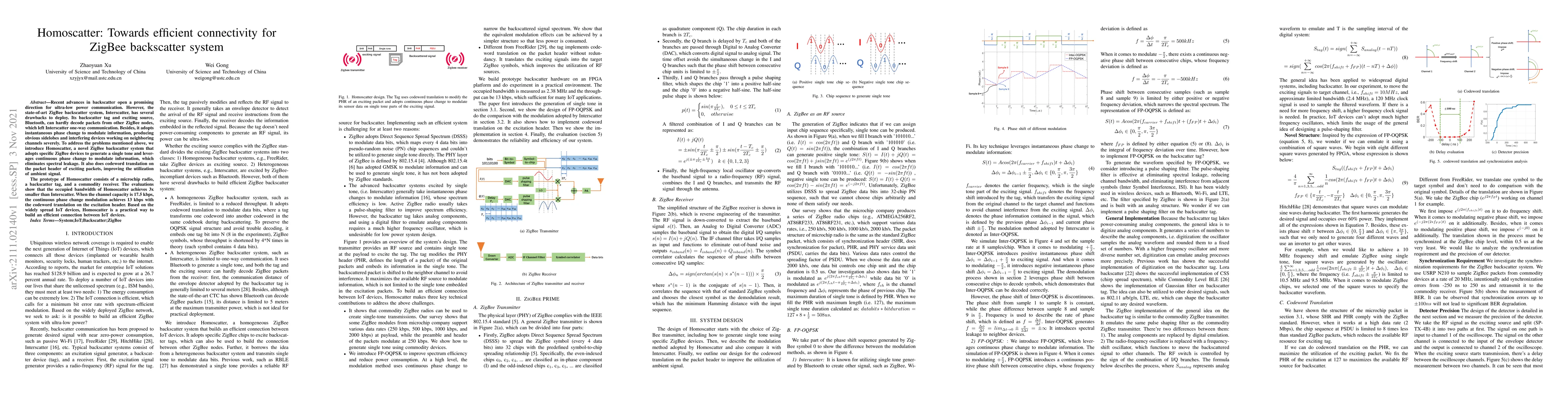 Thumbnail for Homoscatter: Towards efficient connectivity for ZigBee backscatter
  system