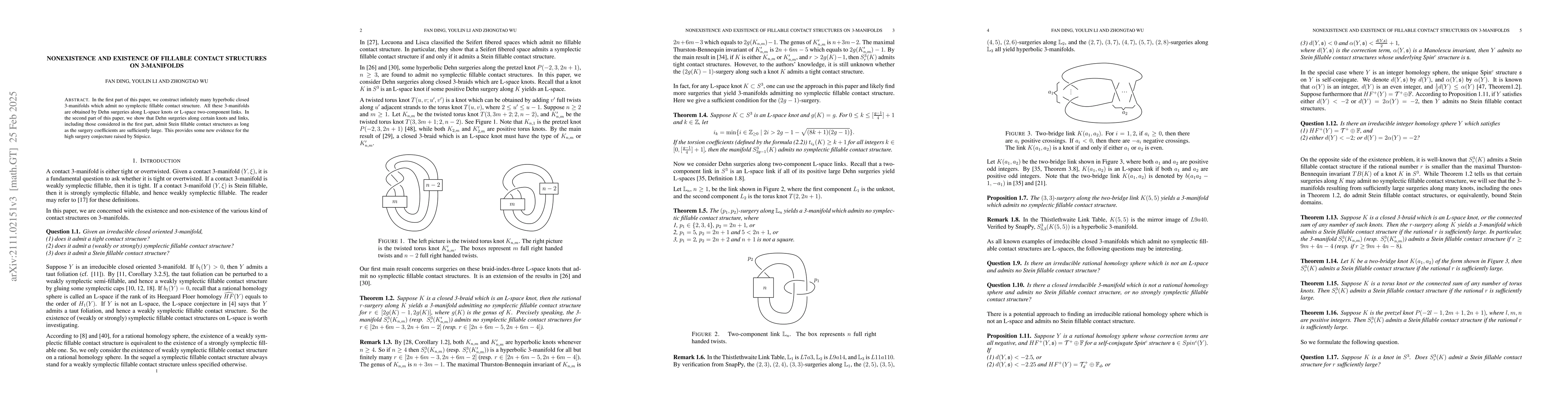 Thumbnail for Nonexistence and existence of fillable contact structures on 3-manifolds