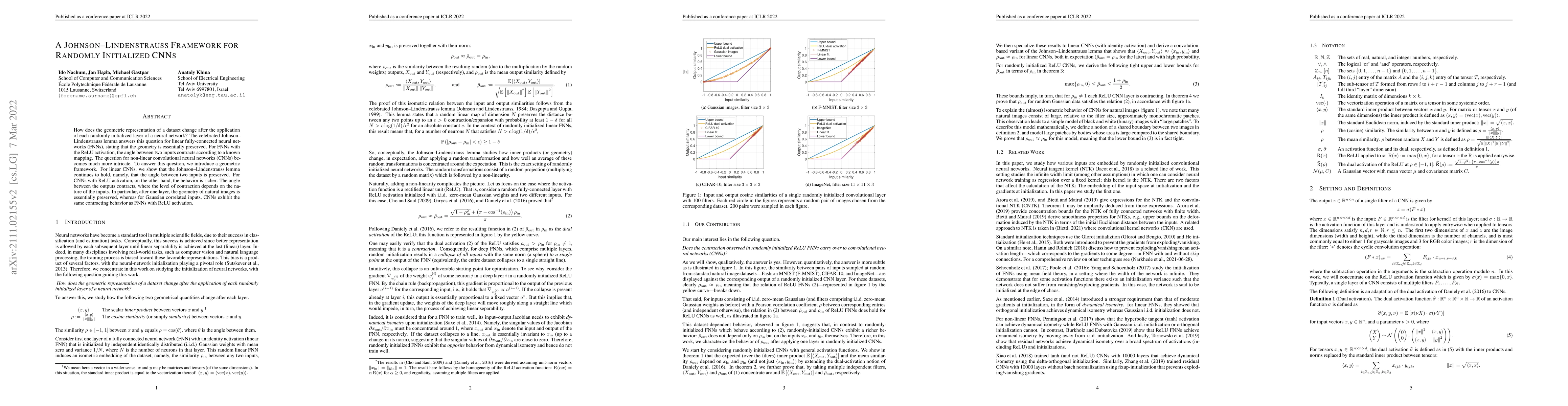 Thumbnail for A Johnson--Lindenstrauss Framework for Randomly Initialized CNNs
