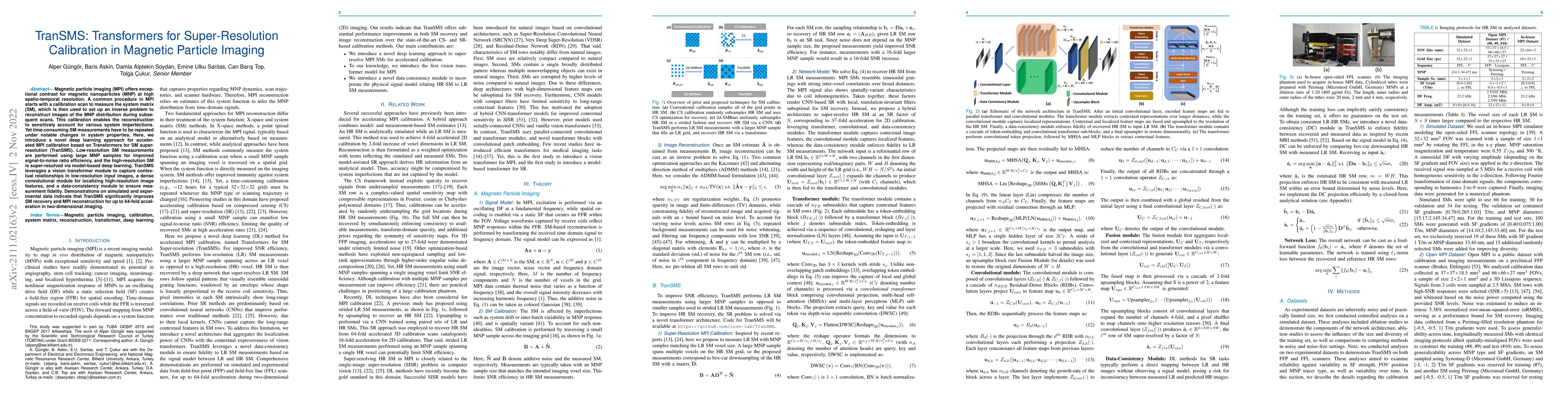 Thumbnail for TranSMS: Transformers for Super-Resolution Calibration in Magnetic
  Particle Imaging