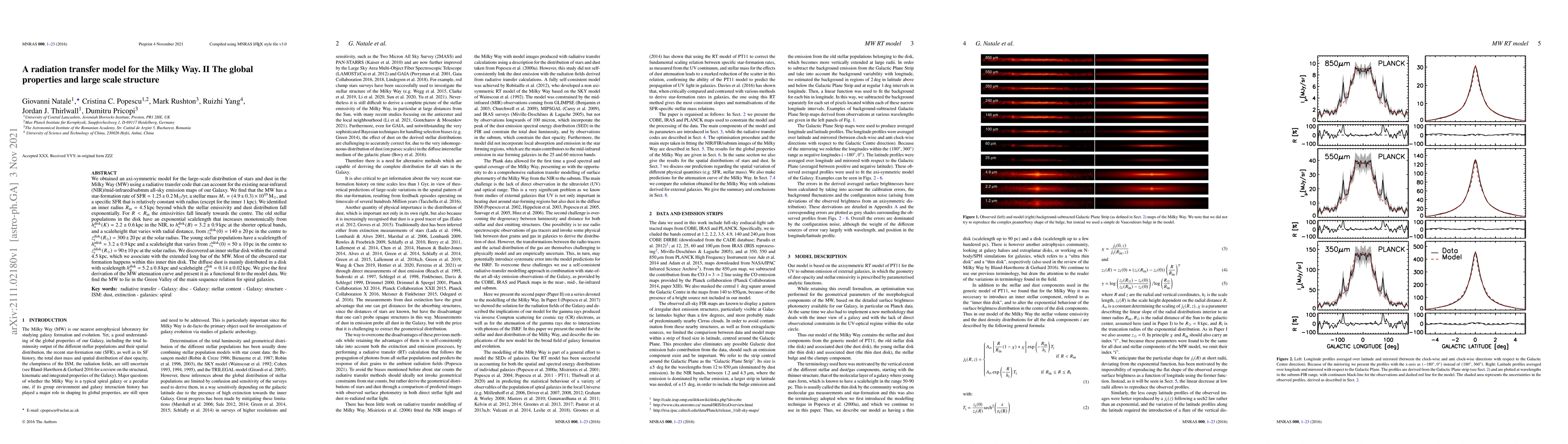Thumbnail for A radiation transfer model for the Milky Way. II The global properties
  and large scale structure