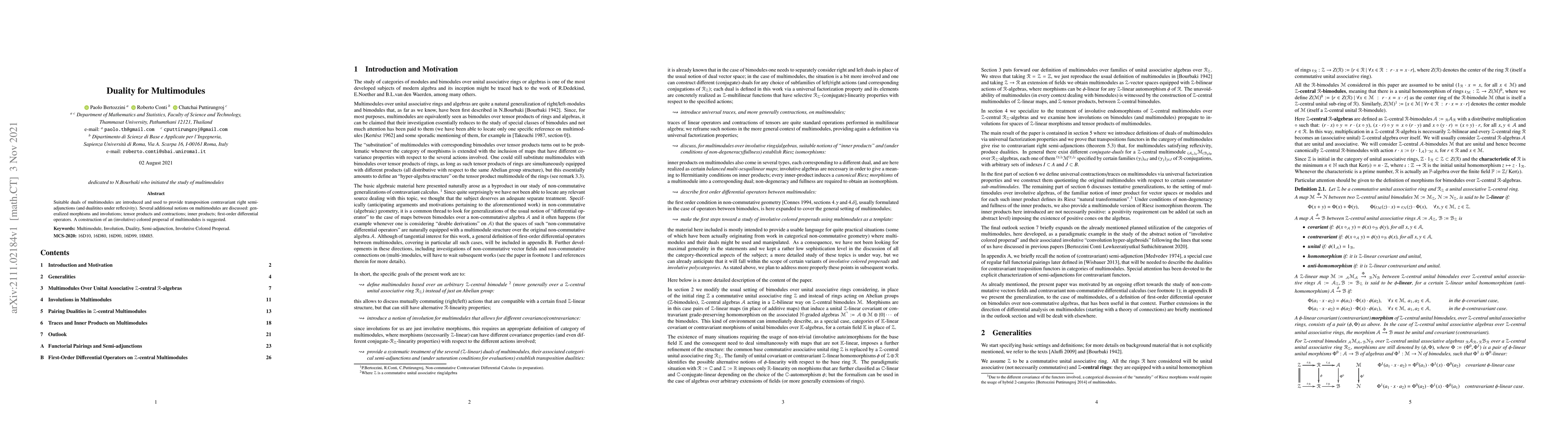 Thumbnail for Duality for Multimodules