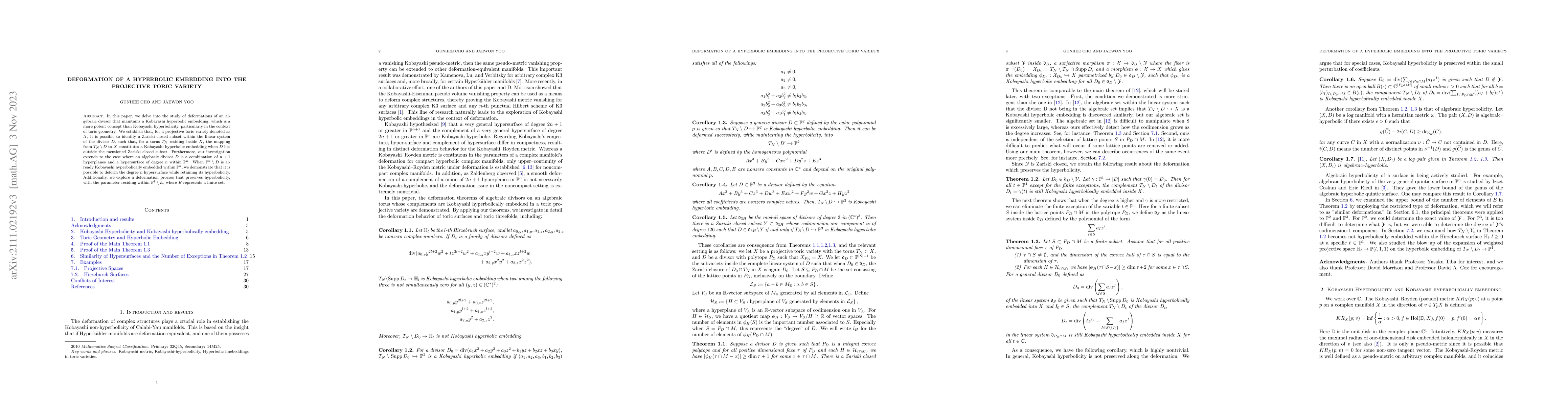Thumbnail for Deformation of a Hyperbolic embedding into the Projective Toric Variety