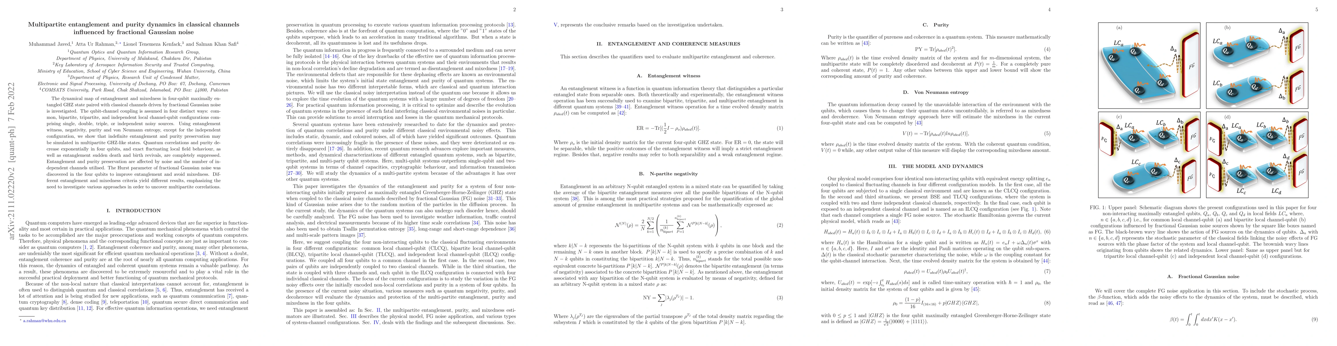 Thumbnail for Multipartite entanglement and purity dynamics in classical channels
  influenced by fractional Gaussian noise