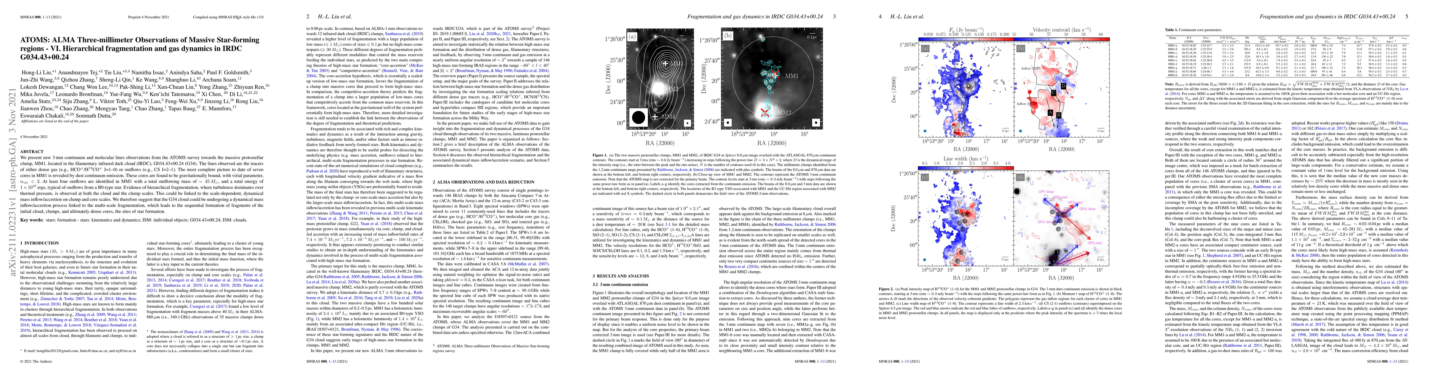 Thumbnail for ATOMS: ALMA Three-millimeter Observations of Massive Star-forming
  regions -- V. Hierarchical fragmentation and gas dynamics in IRDC
  G034.43+00.24