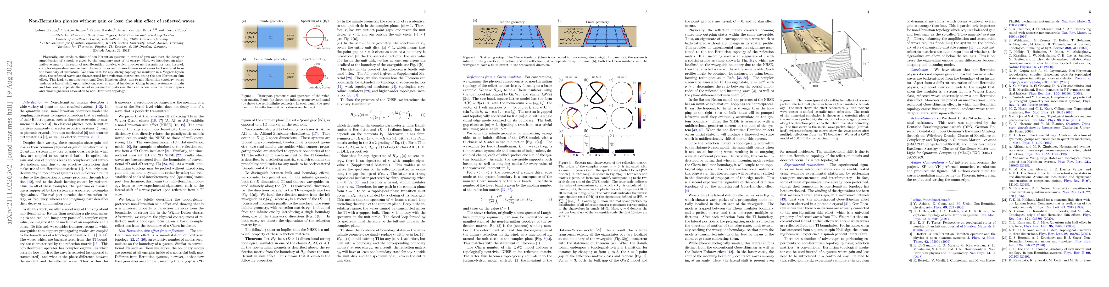 Thumbnail for Non-Hermitian physics without gain or loss: the skin effect of reflected
  waves