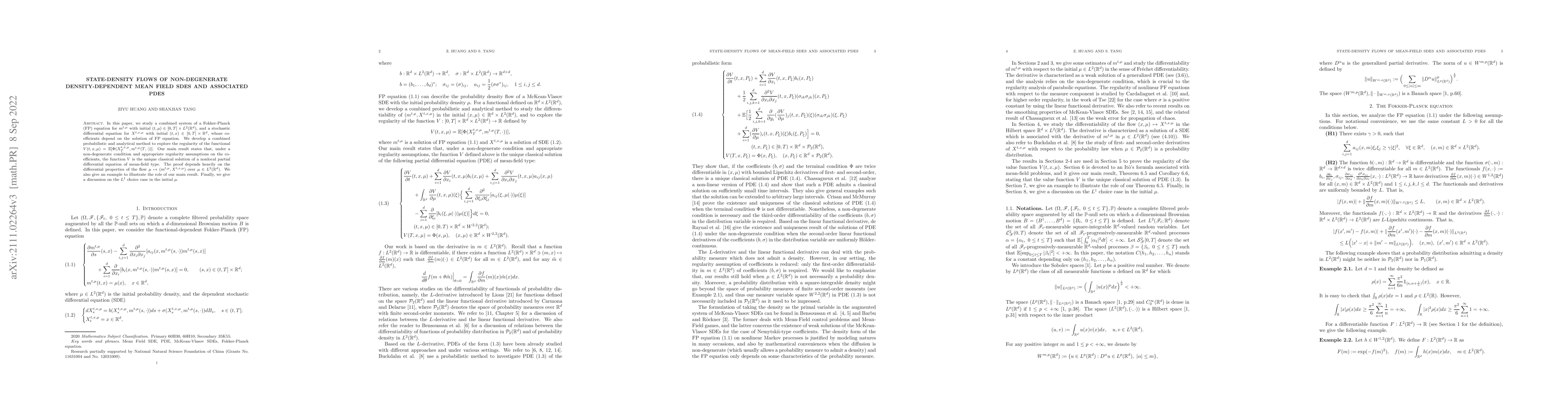 Thumbnail for State-Density Flows of Non-Degenerate Density-Dependent Mean Field SDEs
  and Associated PDEs