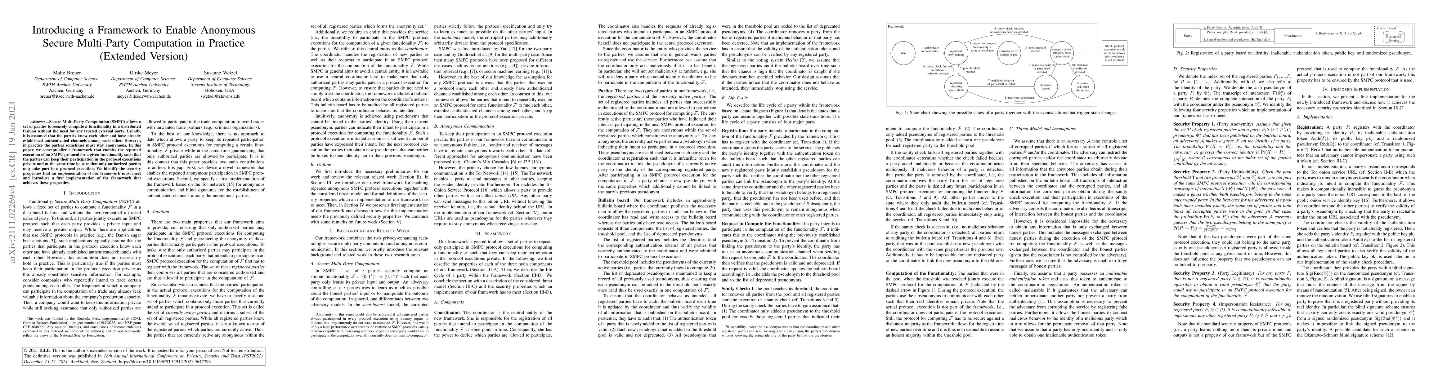 Thumbnail for Introducing a Framework to Enable Anonymous Secure Multi-Party
  Computation in Practice (Extended Version)
