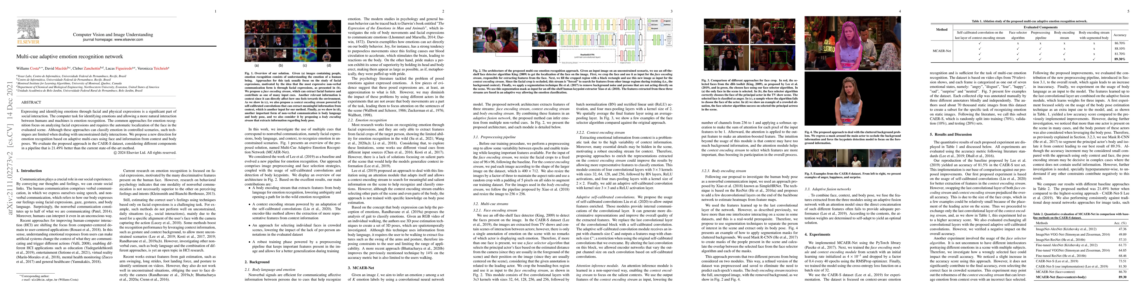 Thumbnail for Multi-Cue Adaptive Emotion Recognition Network